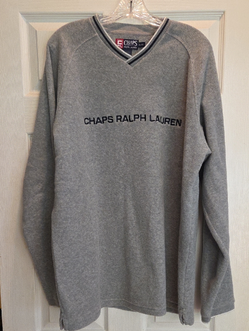 Chaps Ralph Lauren Gray V-Neck Logo Sweatshirt